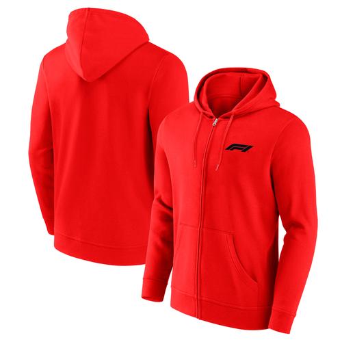 Formula 1 Essentials Kapuzenpullover mit kleinem Logo und durchgehendem Reißverschluss – Rot