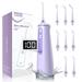 Sejoy Cordless Water Flosser for Teeth Professional Dental Oral Irrigator 4 Modes with 300ml Water Tank 8 Jet Tips LED Display IPX7 Teeth Cleaner Portable for Travel Home Office Purple