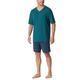 Schiesser Herren Schlafanzug kurz V-Ausschnitt-Nightwear Set Pyjamaset, Jeansblau_181153, 58