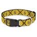 TiaGOC Dog Collar Plastic Clip Hufflepuff Plaid Yellows Gray 13 to 17 Inches 1.5 Inch Wide