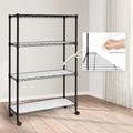 CAPHAUS NSF Adjustable Shelves Metal Wire Shelving Unit w/ Liners Kitchen Storage Shelving Metal Steel Storage Shelving Garage Shelving Storage Organizer Utility Shelf 4-Tier W/ Wheels Black