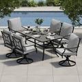 patio 7 Pieces Outdoor Dining Set Patio Dining Furniture Set with 6 Patio Swivel Dining Chairs and 1 Rectangular Dining Table Patio Dining Set for 6