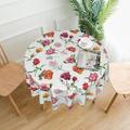 Boho Floral Round Tablecloth - 60 Circular Table Cover | Washable Polyester | Great for Buffet Table | Protects & Decorates |