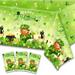 St. Patrick s Day Tablecloth Set - 3Pcs Leprechaun Shamrock Plastic Covers | Green Patricks Party Supplies | Waterproof & Disposable |