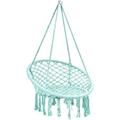 Hammock Chair Cotton Rope Handwoven Hanging Chair 330 Pounds Capacity Macrame Tassels Hammock Swing for C-Hammock Stand Living Room Yard Garden Balcony (Green)