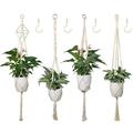 Tvird 4 Pack Macrame Plant Hanger 41 Indoor Outdoor Hanging Plant Basket Holder Hanging Planter Stand Flower Pots Home Decor with 4 Legs