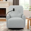 270 Degree Swivel Electric Recliner Chair Rocking Motion Recliner Single Sofa with a Phone Holder for Living Room and Home Theater Seating Gray