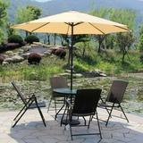 Outdoor Terrace Leisure Folding Rattan Iron Table and Chair Garden Balcony Leisure Furniture Combination Set Sun Umbrella Sets