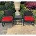 KUF 3 Piece Outdoor Patio Set Wicker Patio Furniture Sets Bistro Set Wicker Chair Conversation Sets with Coffee Table for Yard Backyard Porch Bistro (RED-Black Wicker)