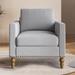 Classic Linen Armchair Accent Chair for Living Room Mid Century Comfy Reading Armchair Soft Linen Upholstered Cozy Single Sofa for Bedroom Light Gray