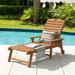 LUE BONA Outdoor Adjustable Wheeled Chaise Lounge Chairs with Arms for Patio Deck Backyard - 78.9 L x 24 W x 39.7 H Teak