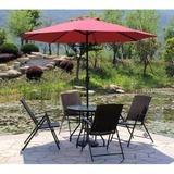 Outdoor Terrace Leisure Folding Rattan Iron Table and Chair Garden Balcony Leisure Furniture Combination Set Sun Umbrella Sets