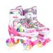 Digi24 Roller Skates Adjustable 4 Sizes Boys Girls Toddlers Kids Skates with Light up Wheels and Shining Upper Design for Women Men Beginner Indoor Outdoor Movement.Pink Medium(13C-3Y US)