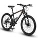 S24102 24 Inch Mountain Bike Boys Girls Steel Frame Shimano 21 Speed Mountain Bicycle with Daul Disc Brakes and Front Suspension MTB