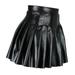 Women Poodle Skirts Pleated Skirt Waist High Leather Skirt Short Elegant Solid Color Women S Skirt Tennis Skirts For Woman