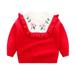 QIANGONG Girls Sweaters Flower Embroidery Girls Sweaters Crew Neck Long Sleeve Girls Sweaters Red 4-5 Years