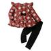 Fall Outfits For Girls Long Sleeve Christmas Bowknot Plaid Snowflake Prints Tops Pants Two Piece Outfits Set Baby Boy s Clothing Red 3 Years-4 Years