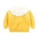 QIANGONG Girls Sweaters Flower Embroidery Girls Sweaters Crew Neck Long Sleeve Girls Sweaters Yellow 7-8 Years