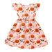 dmqupv Big Kid Dress Female Girls Bridesmaid Dresses Christmas Pumpkin Prints Dress Dance Party Dresses Clothes Baby (Orange 4-5 Years)