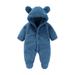 QIANGONG Baby Boys Bodysuits Solid Baby Boys Bodysuits Hooded Long Sleeve Baby Boys Bodysuits Blue 6-9 Months