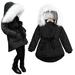 Frostluinai Savings Clearance 2023! Winter Coats for Kids Baby Boys Girls 2023! Baby Girl Fur Hooded Tops Jacket Padded Coat Kids Long Thick Warm Jacket Parkas Infant Outerwear