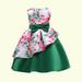 TUWABEII Baby Girls Dress Toddler Net Yarn Flowers Print Bow Ruffles Birthday Party Gown Longes