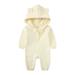 QIANGONG Baby Boys Bodysuits Solid Baby Boys Bodysuits Hooded Long Sleeve Baby Boys Bodysuits Beige 0-3 Months