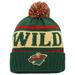 Men's American Needle Green/Gold Minnesota Wild Pillow Line Cuffed Knit Hat with Pom