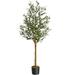 Danolapsi Artificial Olive Tree 6FT(72in) Tall Faux Silk Olive Trees for Home Office Living Room Decor Indoor Fake Potted Tree with Natural Wood Trunk and Lifelike Fruits