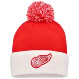 Men's adidas Red Detroit Wings Team Stripe Cuffed Knit Hat with Pom
