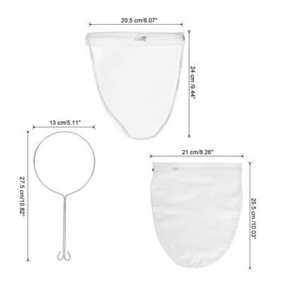 Mesh Strainer Bag, Cloth Nylon Filter Bags with Handle, Small Nut Milk Bags - White