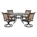 5-Piece Outdoor Textilene Aluminum Swivel Chair Dining Set and Round Ceramic Table