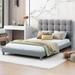 Twin Size Velvet Upholstered Platform Bed with Soft Headboard, No Box Spring Need