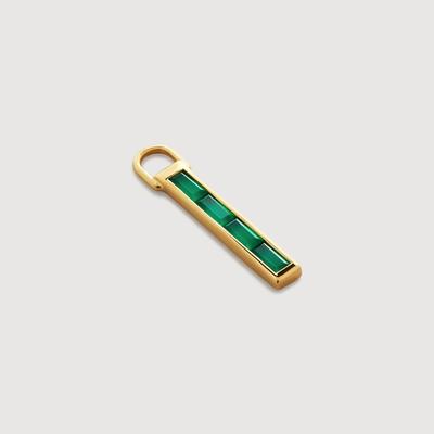 Gold Mini Baguette Ear Charm Green Onyx