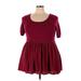 Torrid Casual Dress - Mini Scoop Neck Short sleeves: Burgundy Solid Dresses - Women's Size 3X Plus