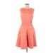 Marc New York Andrew Marc Casual Dress - A-Line Scoop Neck Sleeveless: Orange Print Dresses - Women's Size 6