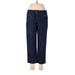 Lands' End Jeans - Mid/Reg Rise Straight Leg Boyfriend: Blue Bottoms - Women's Size 8 - Dark Wash