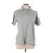 Lands' End Short Sleeve Polo Shirt: Gray Color Block Tops - Women's Size Large