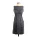 Susana Monaco Cocktail Dress - Sheath High Neck Sleeveless: Gray Print Dresses - Women's Size 4