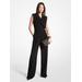 Michael Kors Crepe Double-Breasted Jumpsuit Black 10