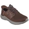Slip-On Sneaker SKECHERS "GARNER-NEWICK", Herren, Gr. 46, braun (dunkelbraun), Textil, Synthetik, casual, Schuhe, Slipper, Freizeitschuh mit praktischer Slip Ins-Funktion