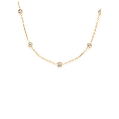 Kette ohne Anhänger CIAO BY LEONARDO "Mini CIAO, 022919", gold (gelbgoldfarben, kristallweiß), Halsketten, Damen, Edelstahl, L: 45cm B: 3,9mm, mit Kristallglas, B:3,9mm Image