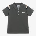 Boss Boys Grey Cotton Piqué Polo Top