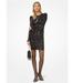 Michael Kors Dresses | Michael Kors Sequined Puff-Shoulder Crew Neck Sparkle Party Mini Dress P723 | Color: Black | Size: 4