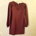 Nine West Dresses | Nine West New Womens Maroon Long Sleeve Dress Small Ruffle On Shoulder Sz Small | Color: Red | Size: S