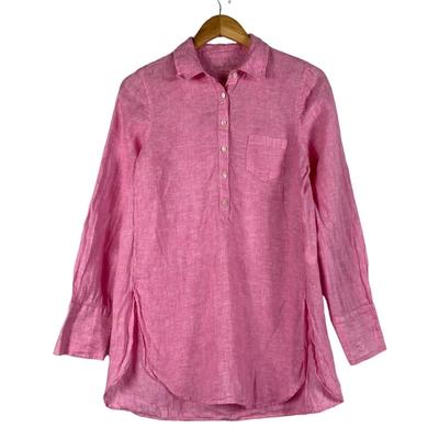Lilly Pulitzer Shorts | Lilly Pulitzer Linen Top Deanna Popover Collared Pink Button Up Women's Size 2 | Color: Blue/Pink | Size: 2