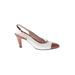 Salvatore Ferragamo Heels: Slingback Chunky Heel Cocktail Ivory Solid Shoes - Women's Size 6 1/2 - Almond Toe