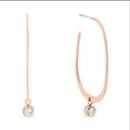 Michael Kors Jewelry | Michael Kors Earrings Stud Open Hoop Drop Rosegold Tone Clear Crystal Accent Nwt | Color: Gold/Red | Size: Apx 1" Diameter