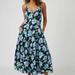 Free People Dresses | New Free People Finer Things Printed Midi Dress - Sleeveless Floral Black 462sn | Color: Black/Blue | Size: Various