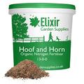 Elixir Gardens Hoof and Horn Organic Plant Food Fertiliser 13-0-0 Various Sizes 500g-25kg | 10kg Tub | Treats over 140sqm